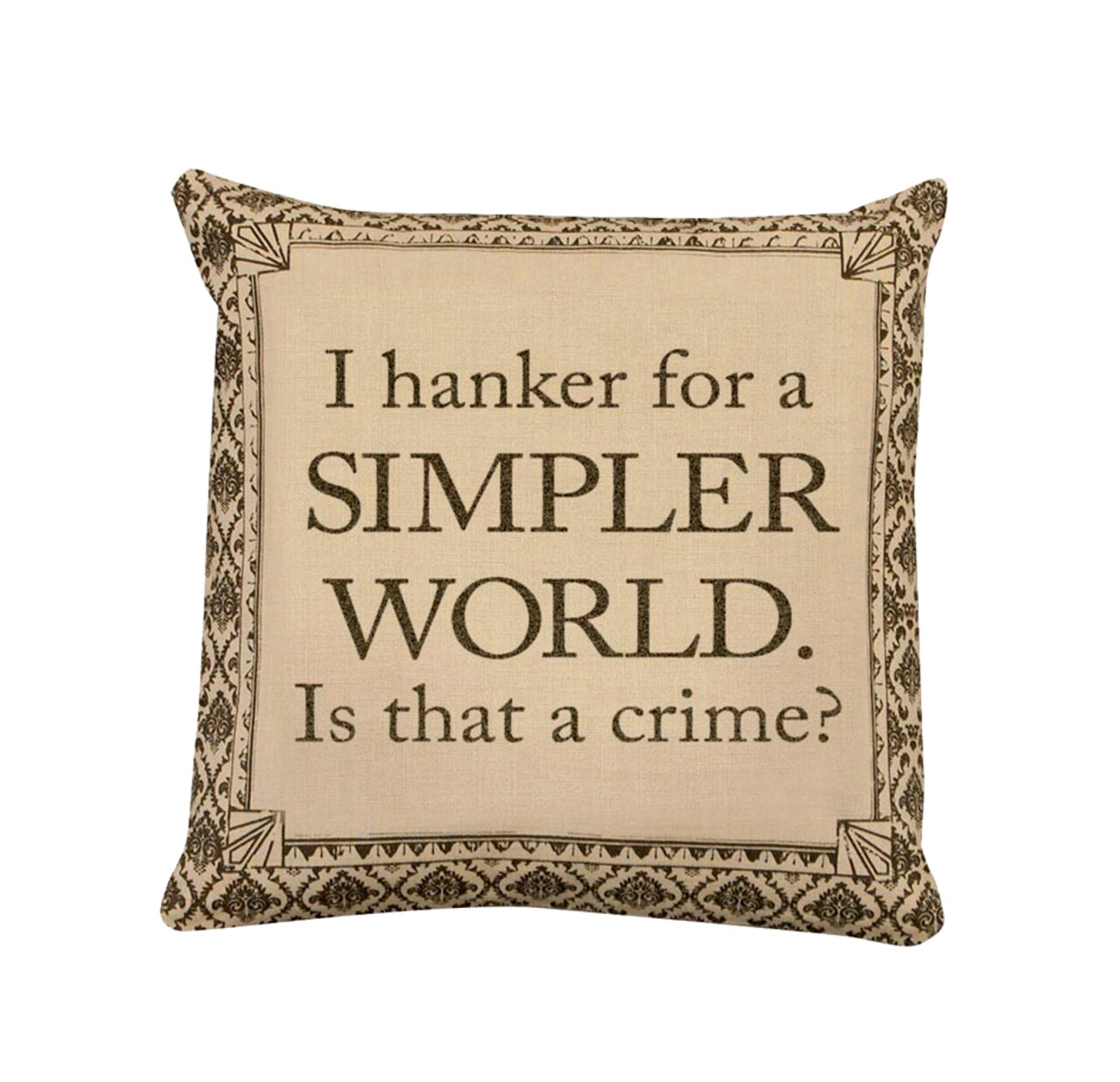Heritage Lace 18" Beige and Brown Downton Abbey Simpler World Throw Pillow